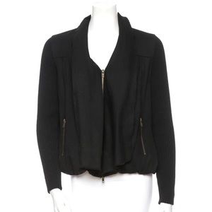 Diane von Furstenberg Jacket - Blk - Draped collar with ribbed sleeves - Size M